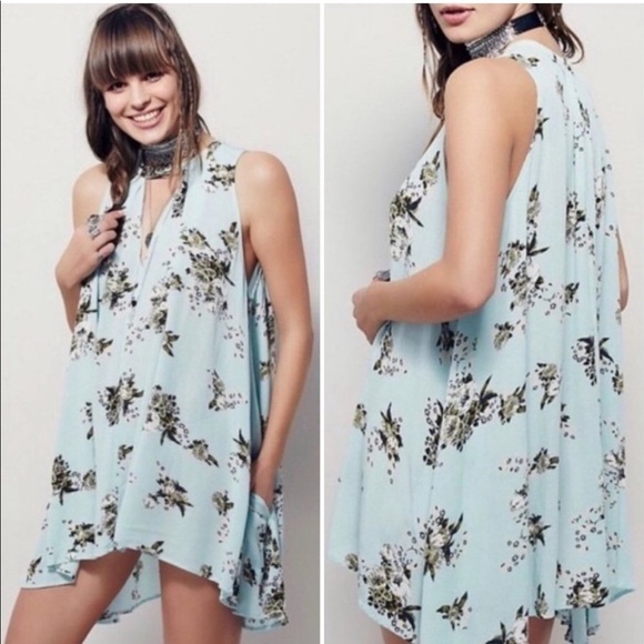 Free People Tree Swing Floral Cutout Tunic Mini Dress Mint Green - Picture 13 of 14